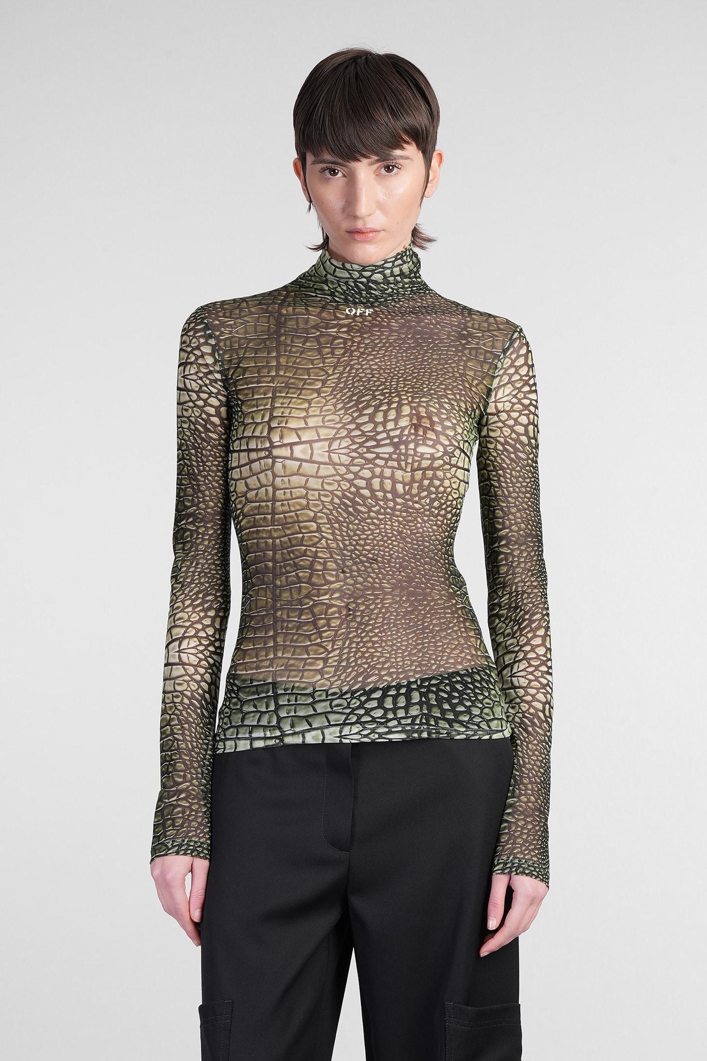 off-white topwear in green polyamide