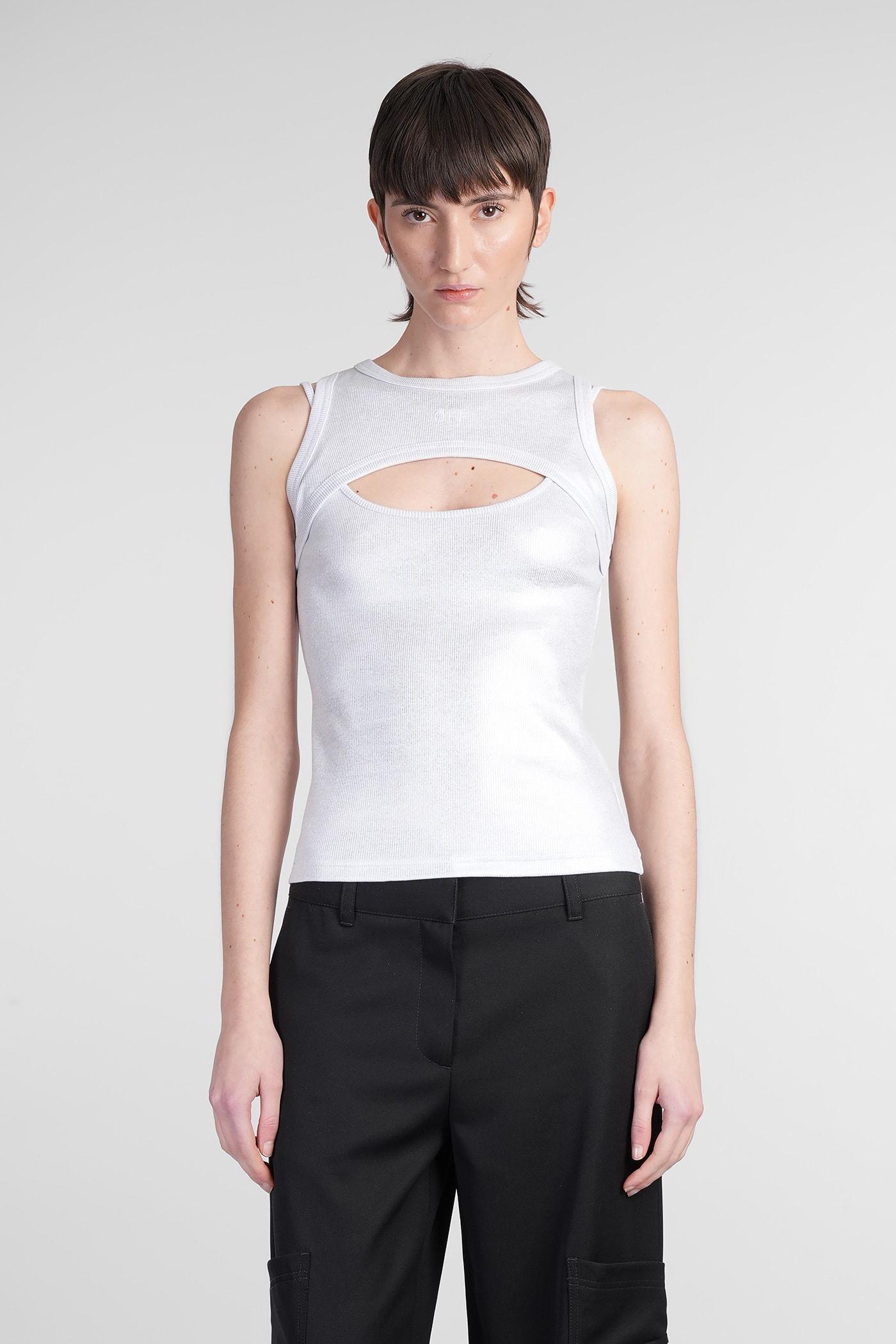 off-white topwear in silver cotton