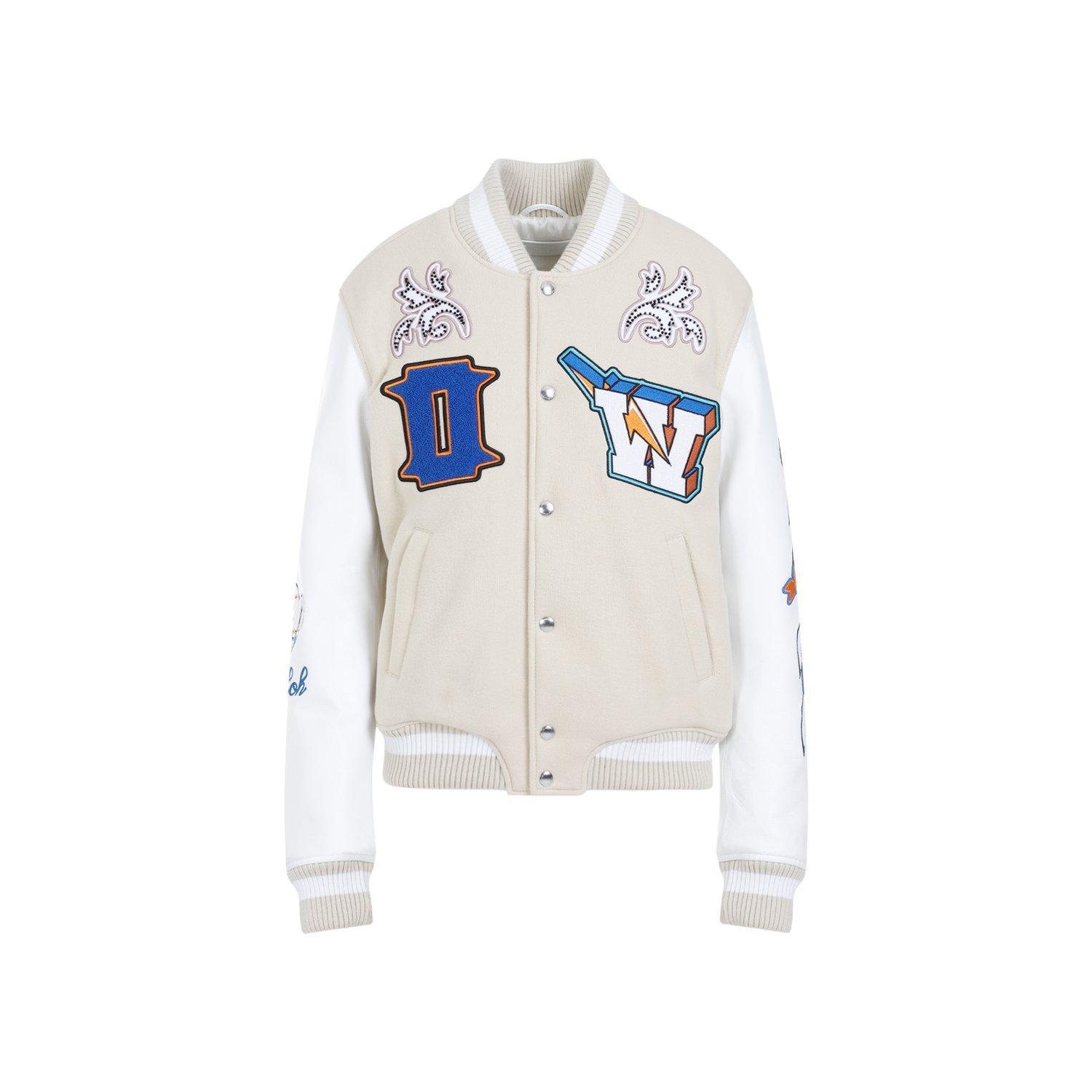 off-white tunderbolt buttoned bomber jacket