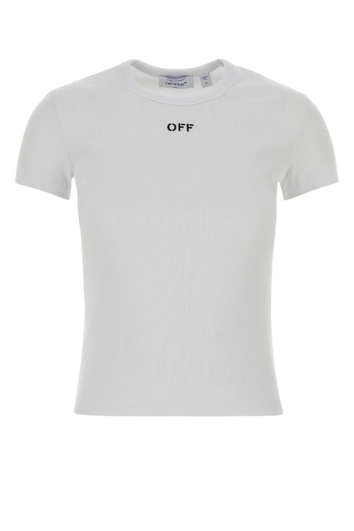 off-white white stretch cotton t-shirt