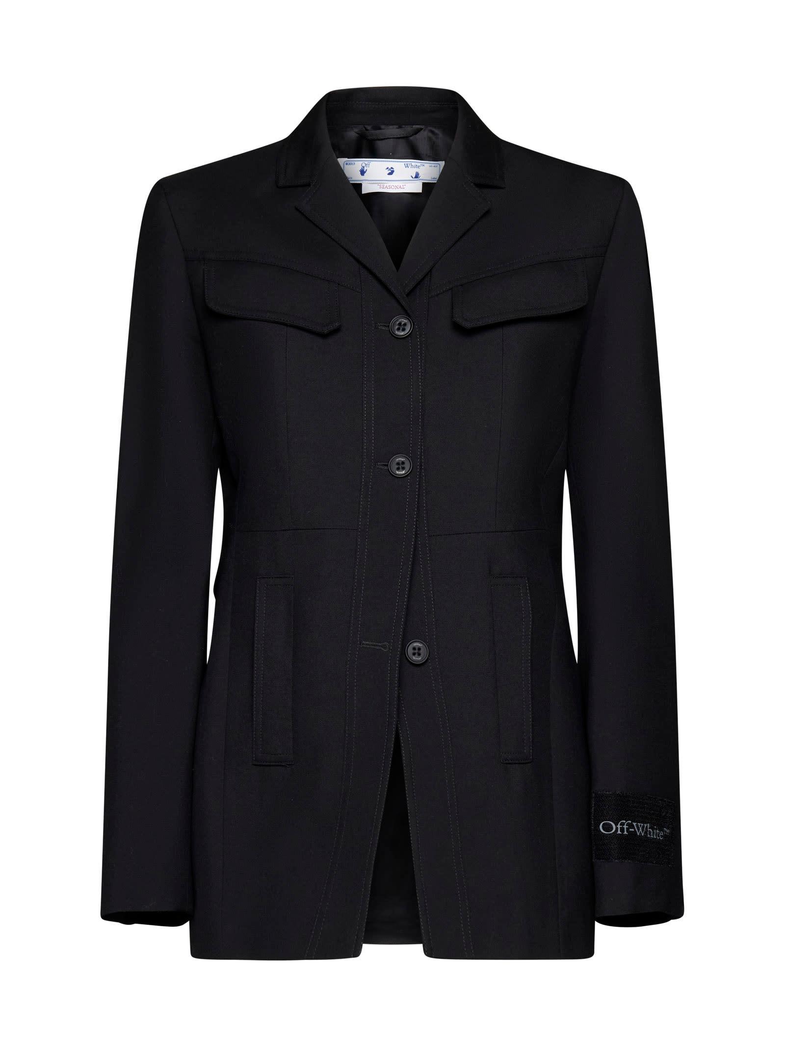 off-white wool single-breasted blazer