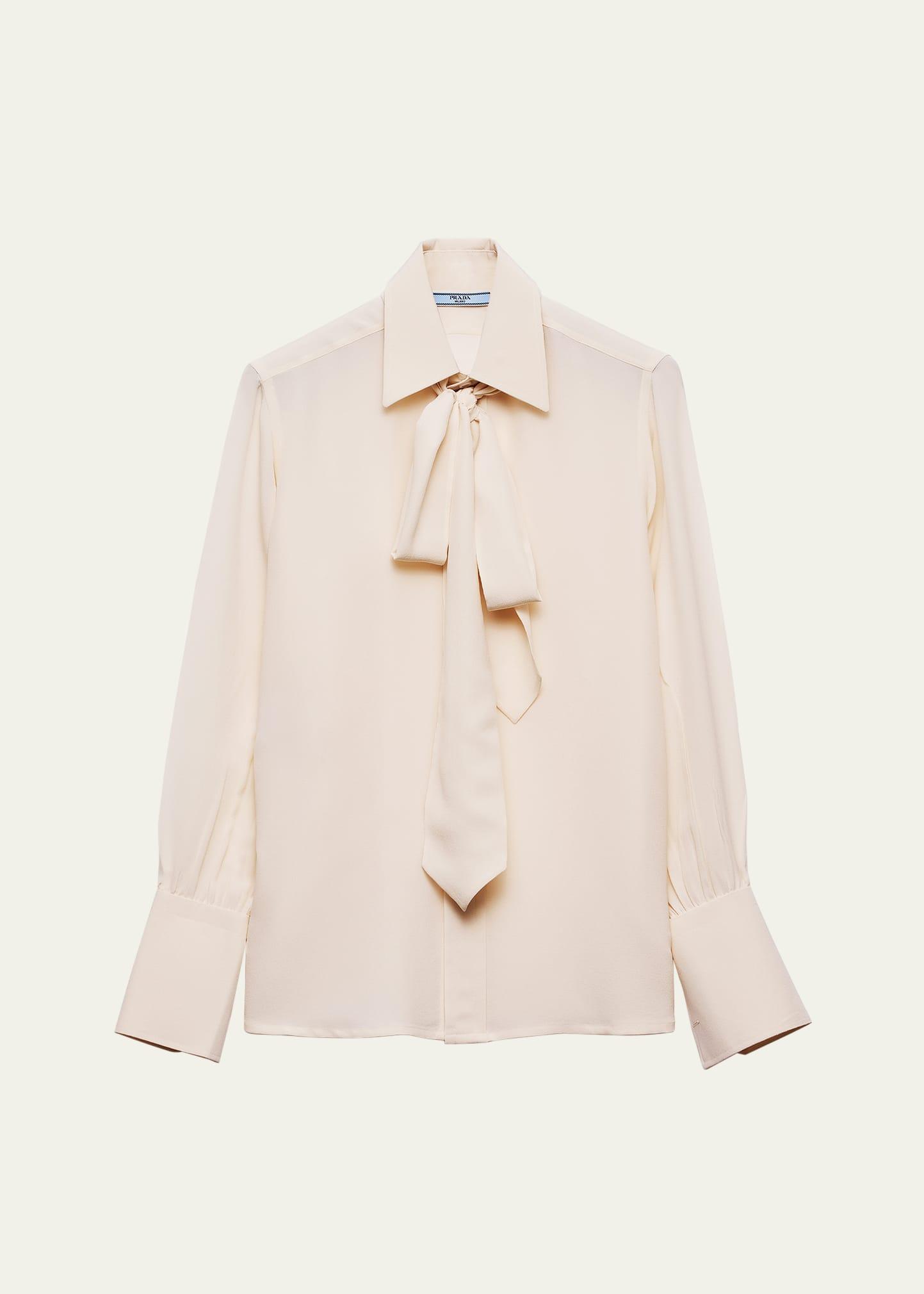 old marocain neck-tie silk blouse
