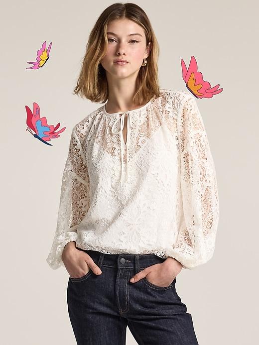 old navy x anna sui lace applique top