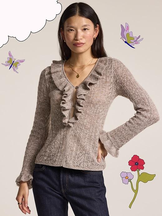 old navy x anna sui ruffle cardigan sweater