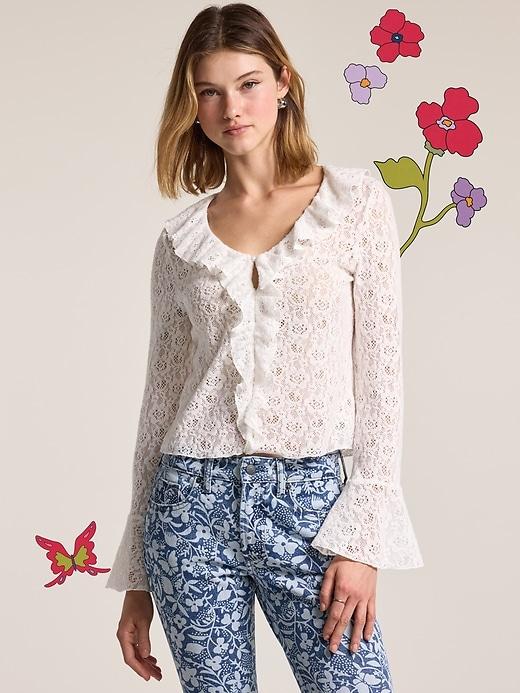 old navy x anna sui v-neck floral lace top