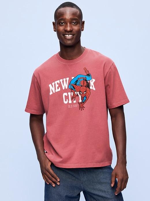 old navy x marvel spider-man boxy heavyweight graphic t-shirt for men