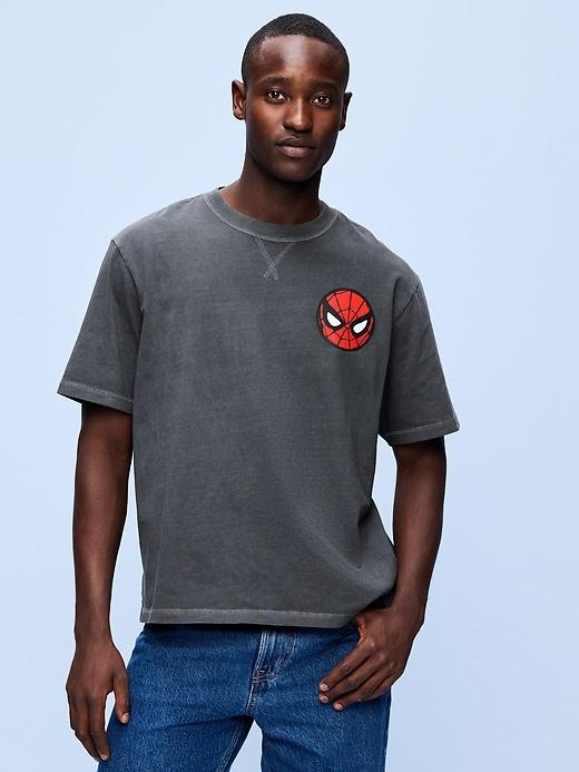 old navy x marvel spider-man boxy heavyweight graphic t-shirt for men