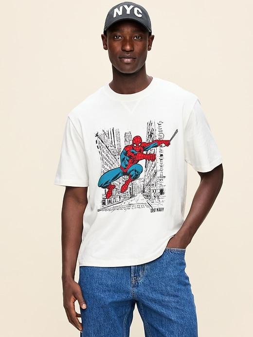 old navy x marvel spider-man boxy heavyweight graphic t-shirt for men
