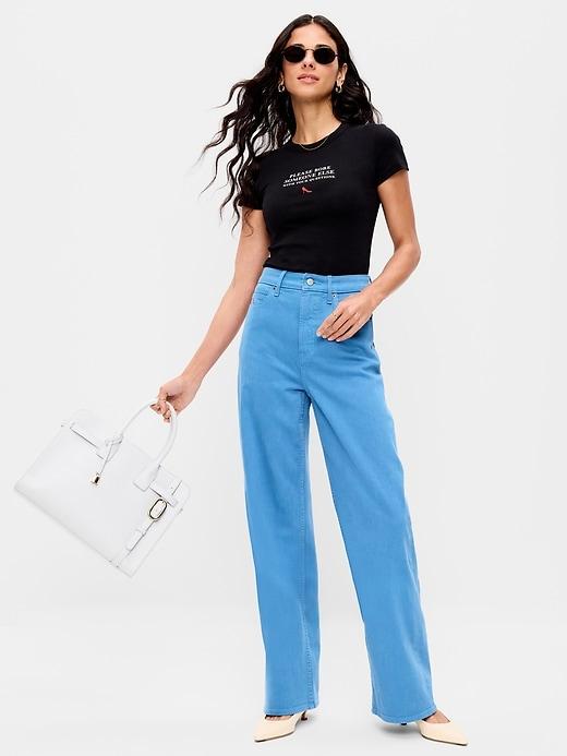 old navy x the devil wears prada extra high-waisted cerulean wide-leg jeans