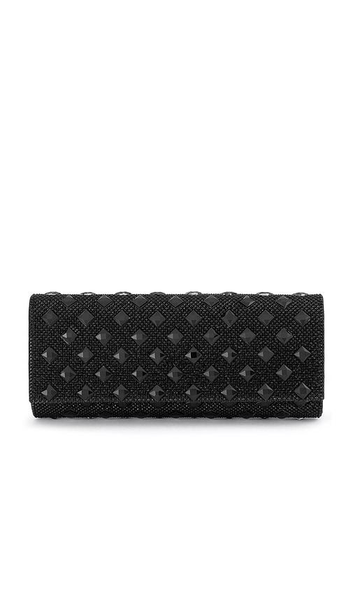 olga berg bridget crystal clutch in black.