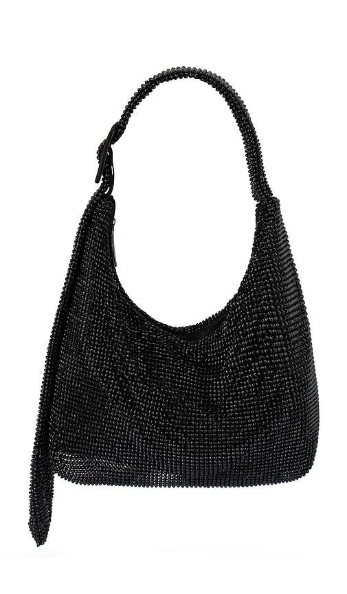 olga berg calypso crystal shoulder bag in black.