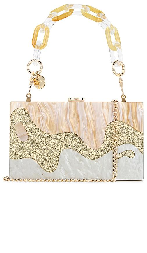 olga berg erika acrylic wave bag in beige.