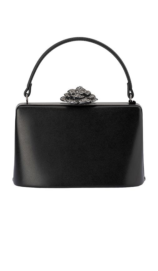 olga berg grace embellished frame bag in black.