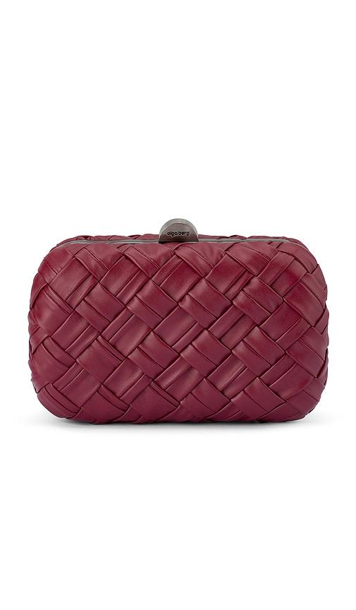 olga berg haven woven clutch in red.