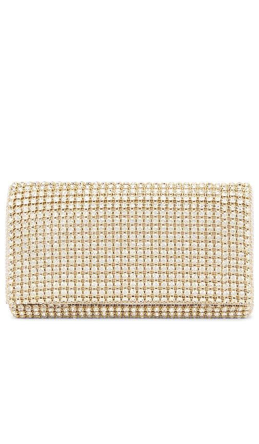 olga berg mariana crystal clutch in metallic neutral.