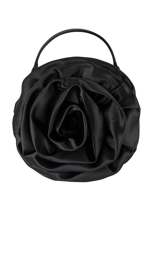 olga berg rosita rosette frame bag in black.