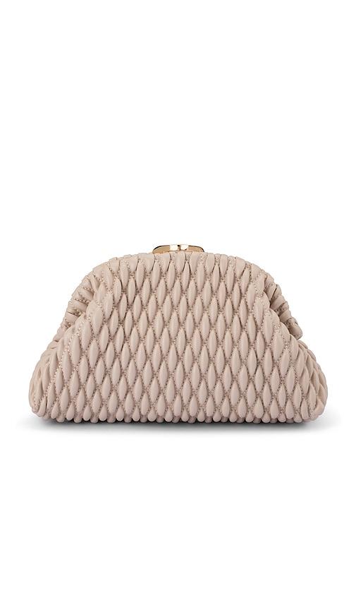 olga berg textured clutch in cream.