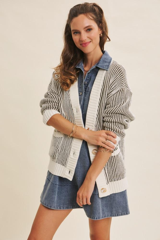 olive pocketed button front cardigan
