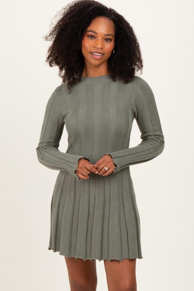 olive wide rib maternity mini dress