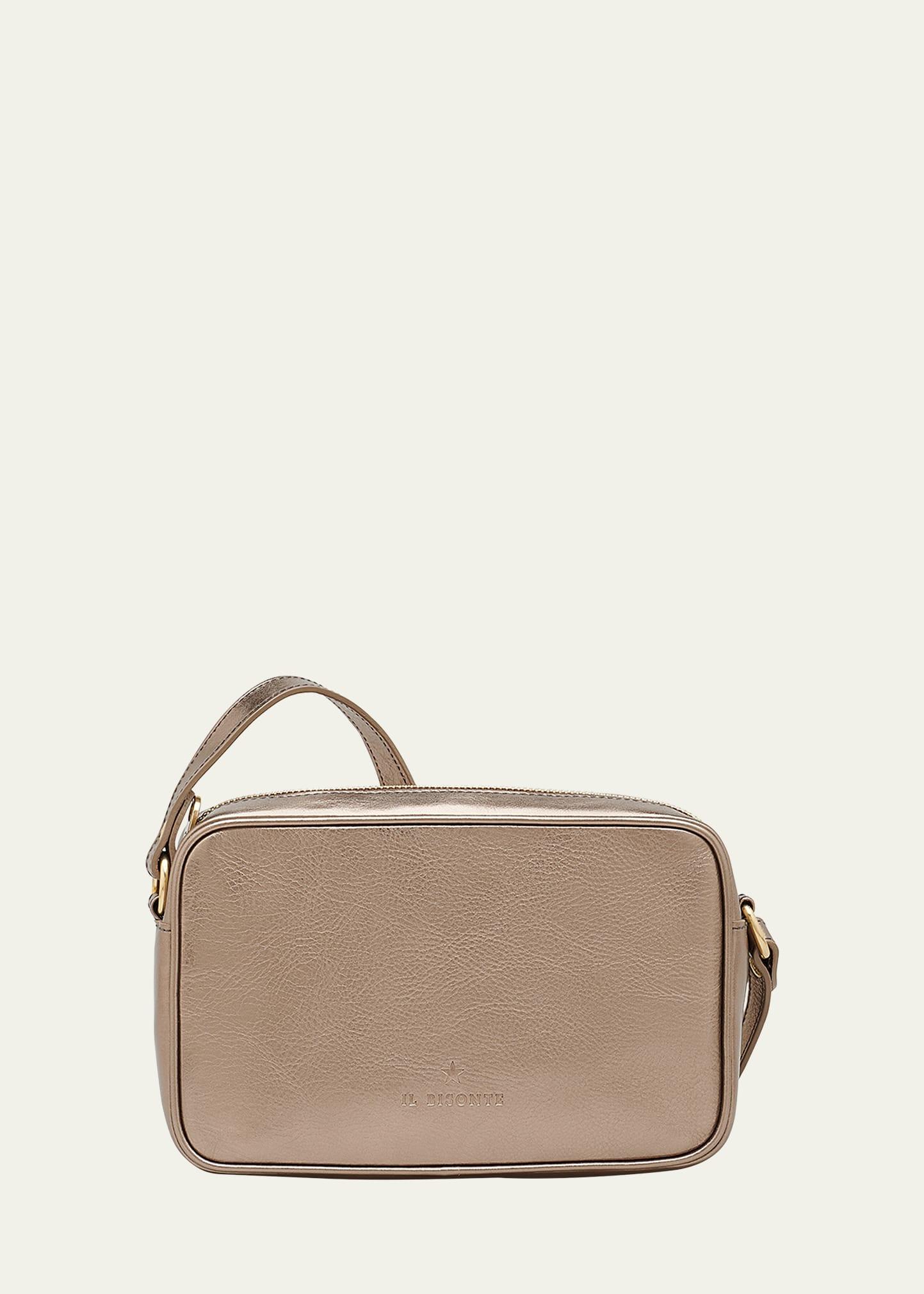 oliveta metallic leather camera crossbody bag