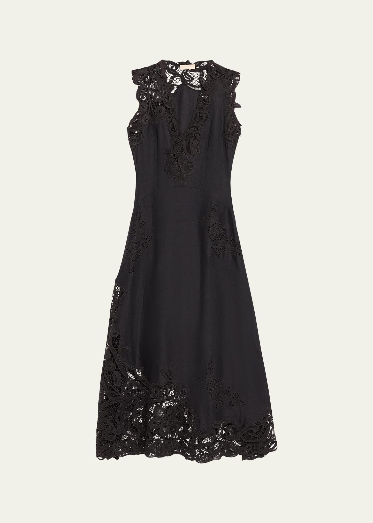 olivette embroidered midi dress