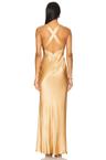 oliviera plunged cross back maxi dress