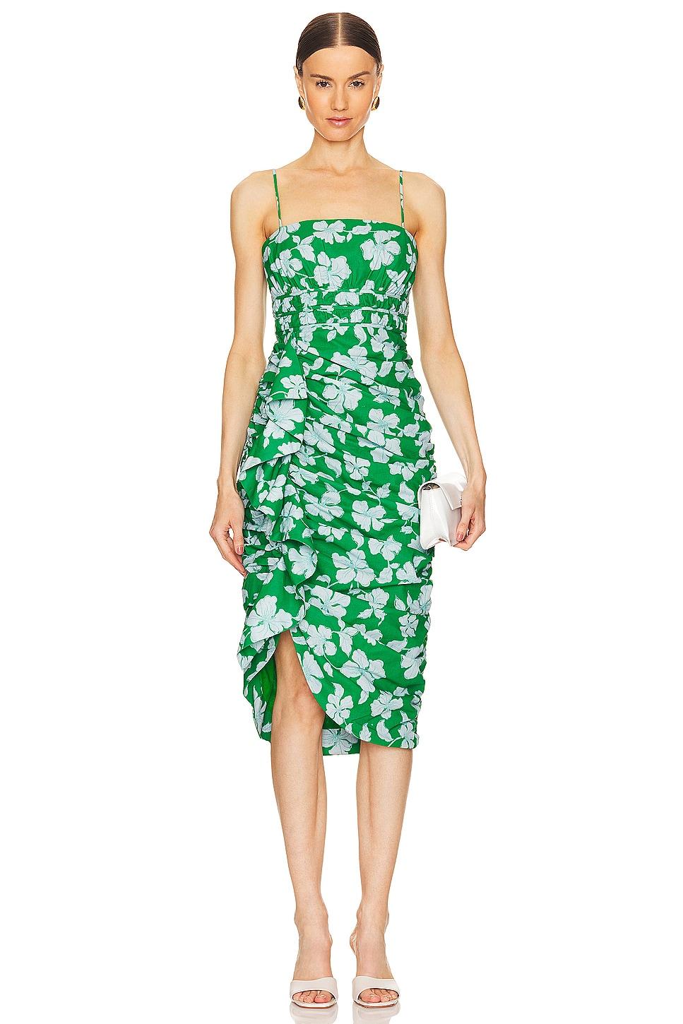 olly ruched midi dress