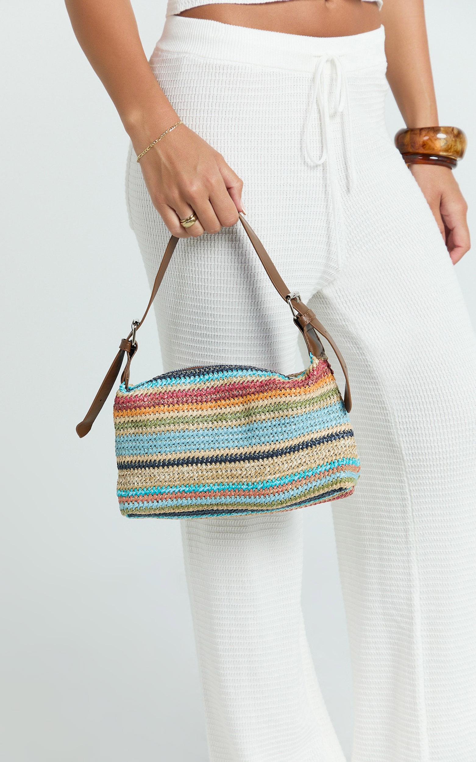olsen stripe straw bag in multi