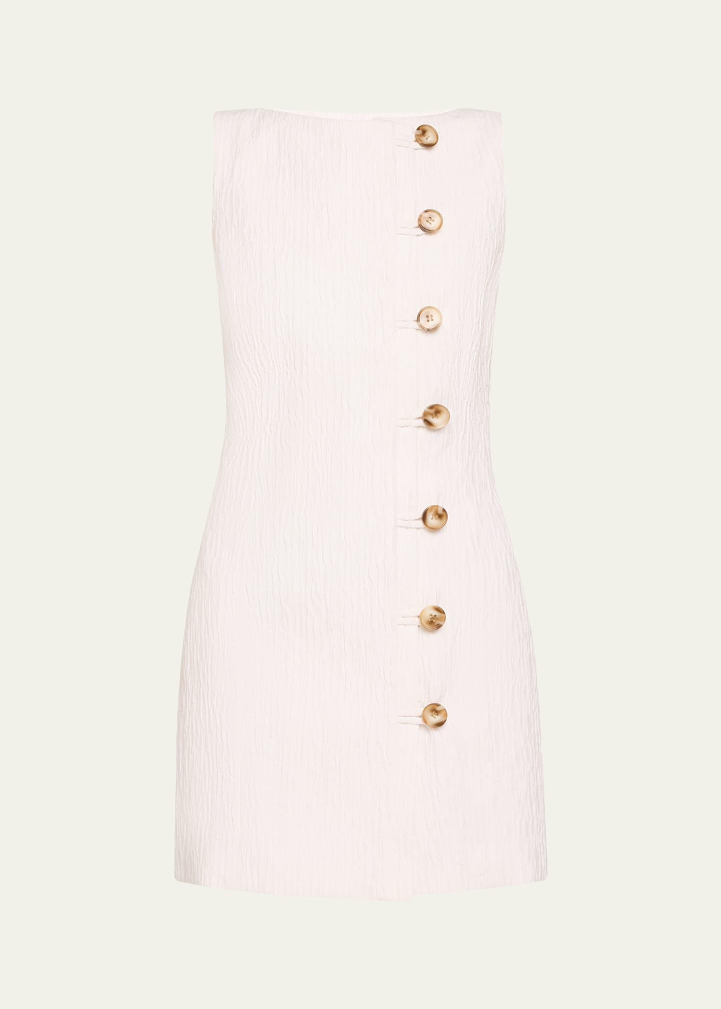 olympia button-front crinkle mini dress