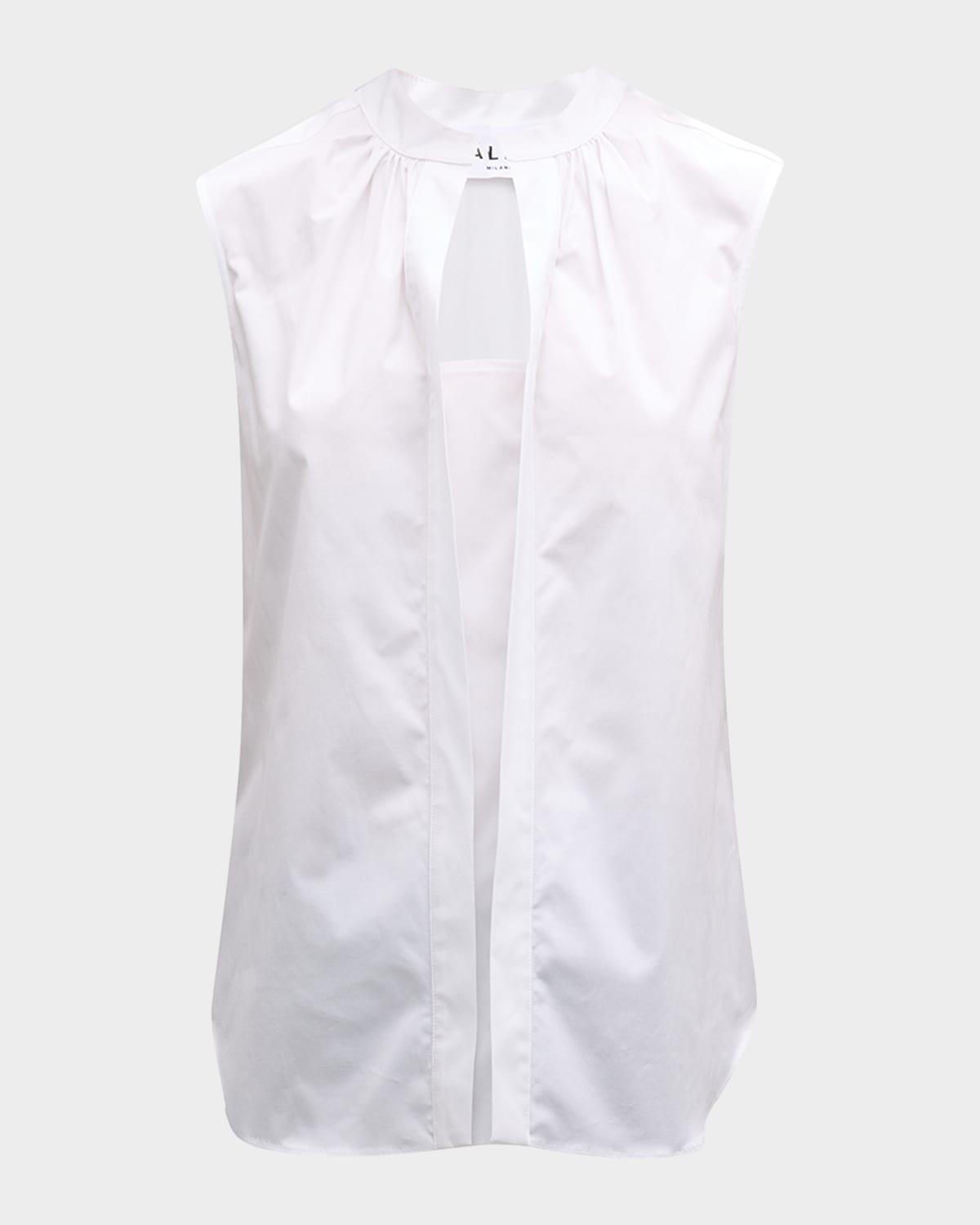 olympia sleeveless cotton poplin blouse