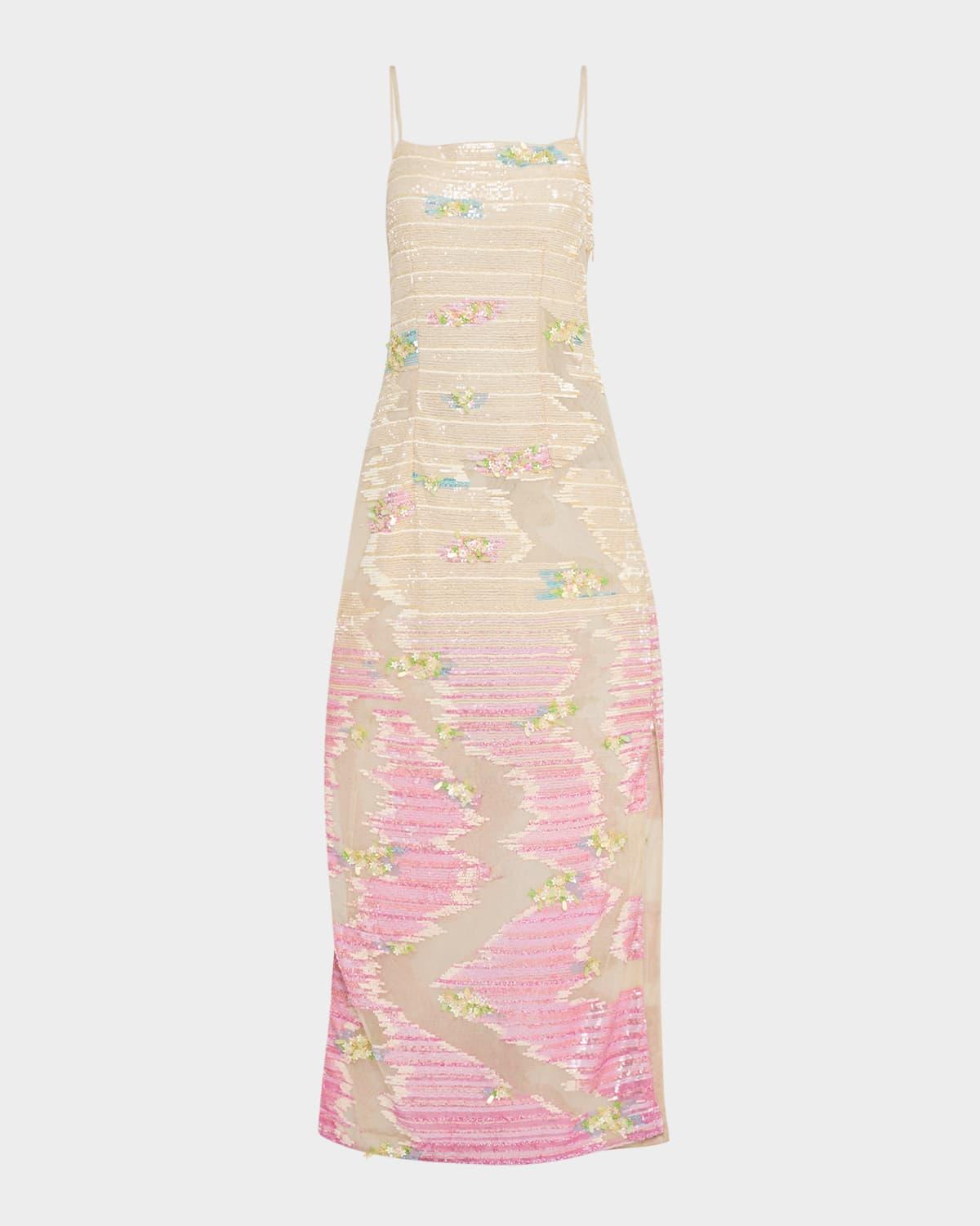 ombre embellished tulle gown