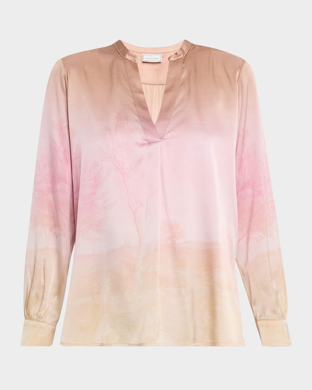 ombre landscape-print top