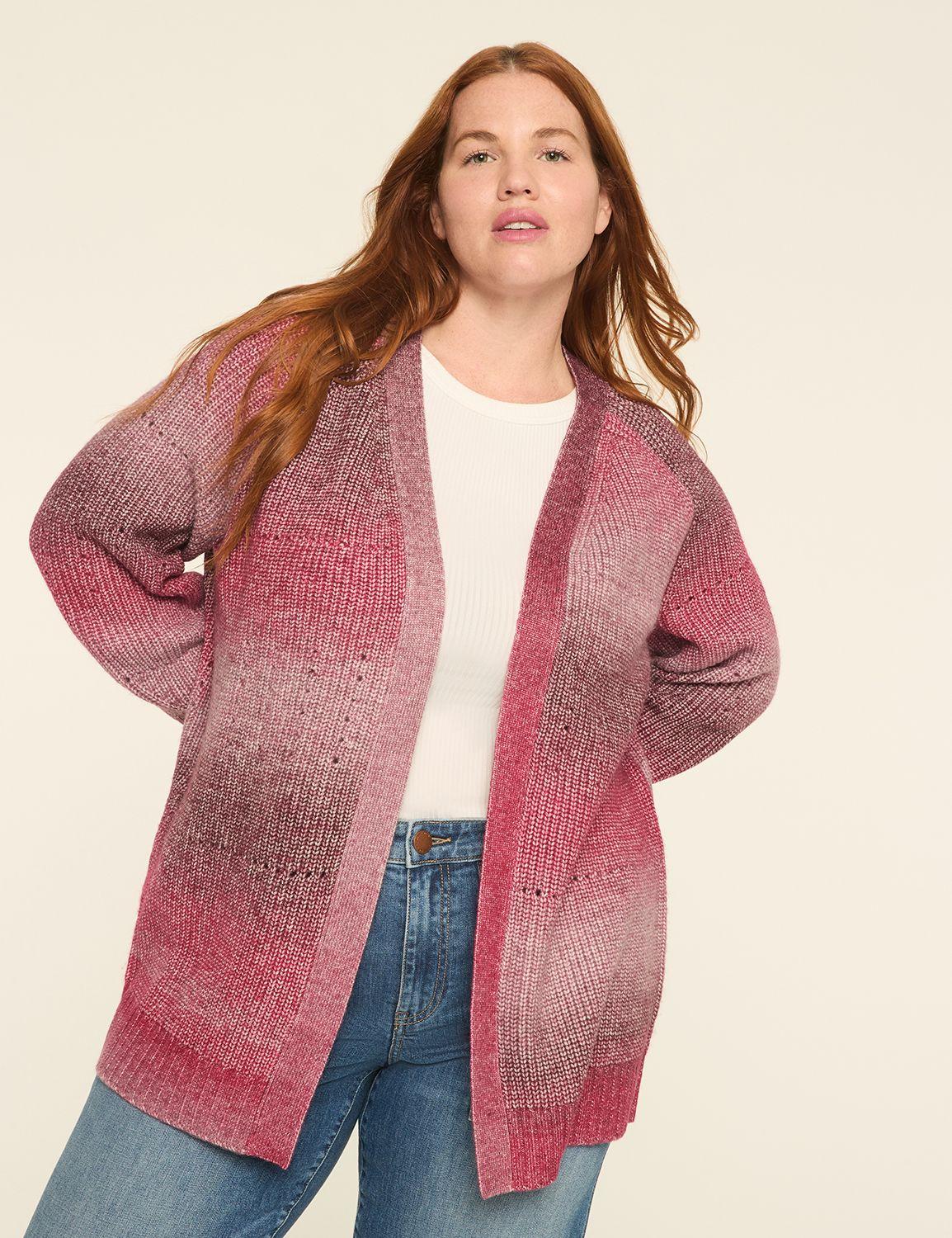 ombre open-front cardigan