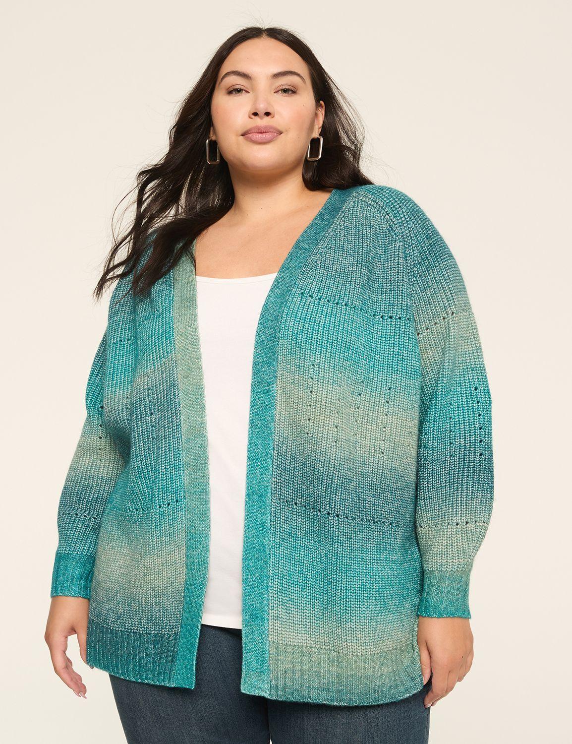 ombre open-front cardigan