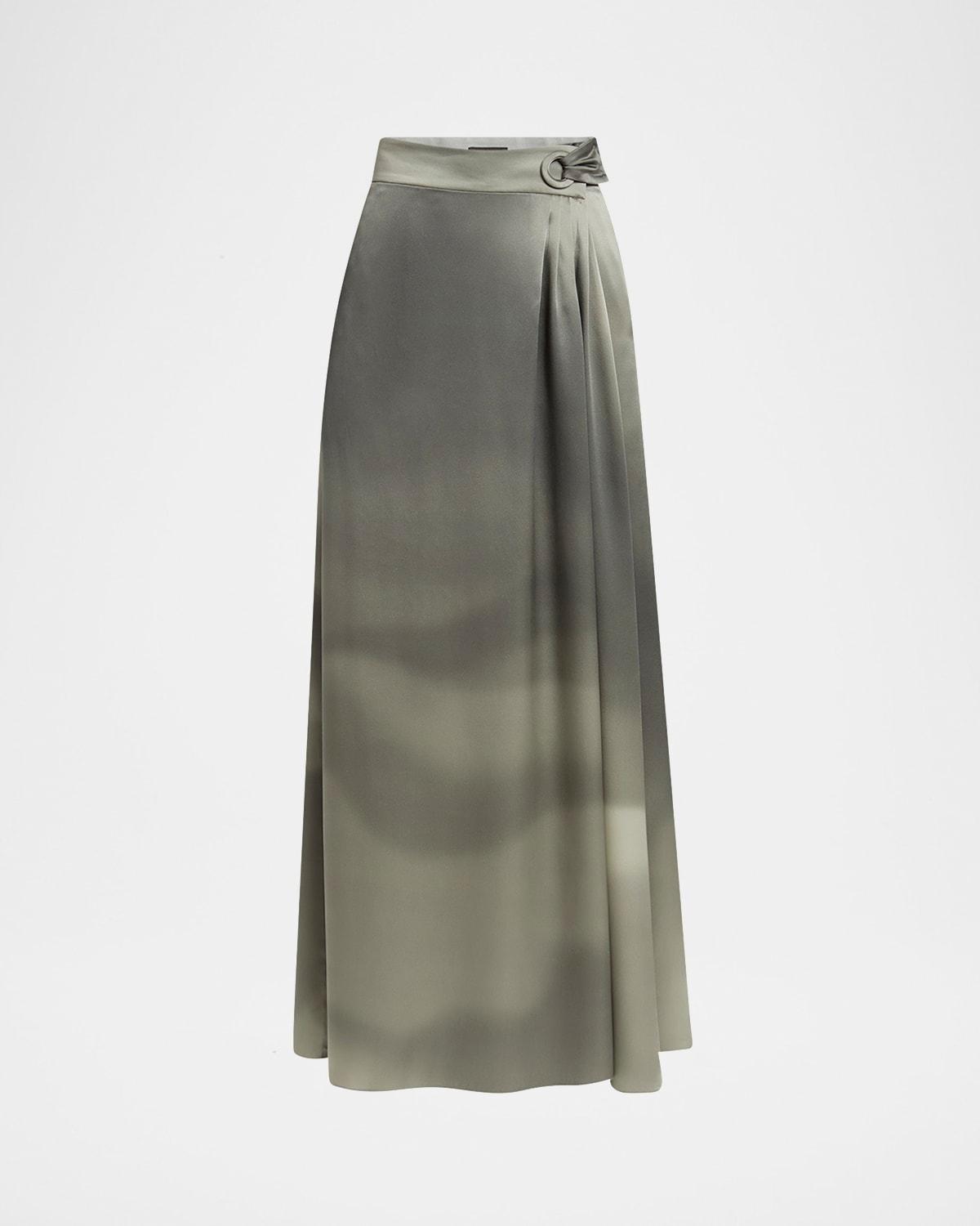 ombre silk maxi wrap skirt