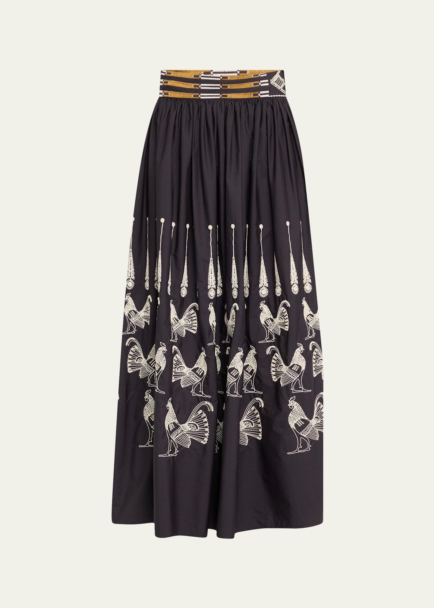 ombretta embroidered a-line maxi skirt
