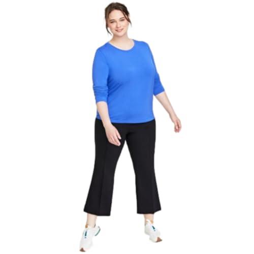 on 34th plus size solid long-sleeve crewneck knit top, blue, 2x
