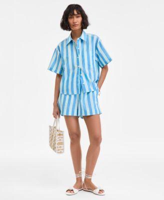on 34th womens cotton striped short sleeve shirt pull on shorts exclusively at macys