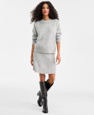 on 34th womens embellished brushed crewneck sweater mini skirt macys exclusive