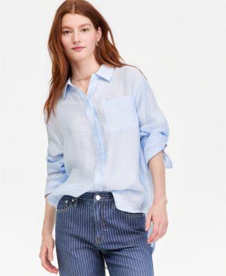 on 34th womens gauze relaxed button down shirt macys exclusive