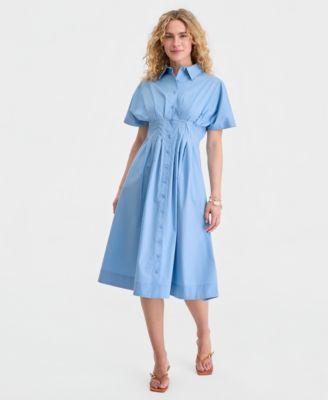 on 34th womens pleated waist midi shirtdress macys exclusive