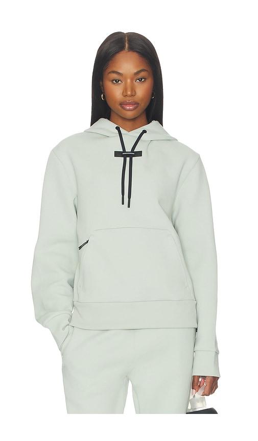 on focus tech hoodie in mint.