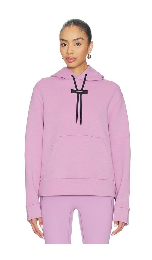 on focus tech hoodie in purple.