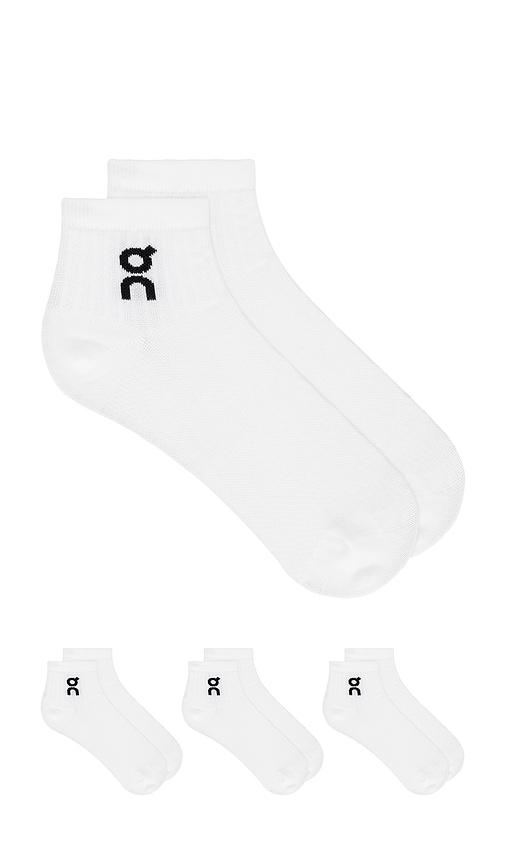 on logo sock mid 3 pack in white.