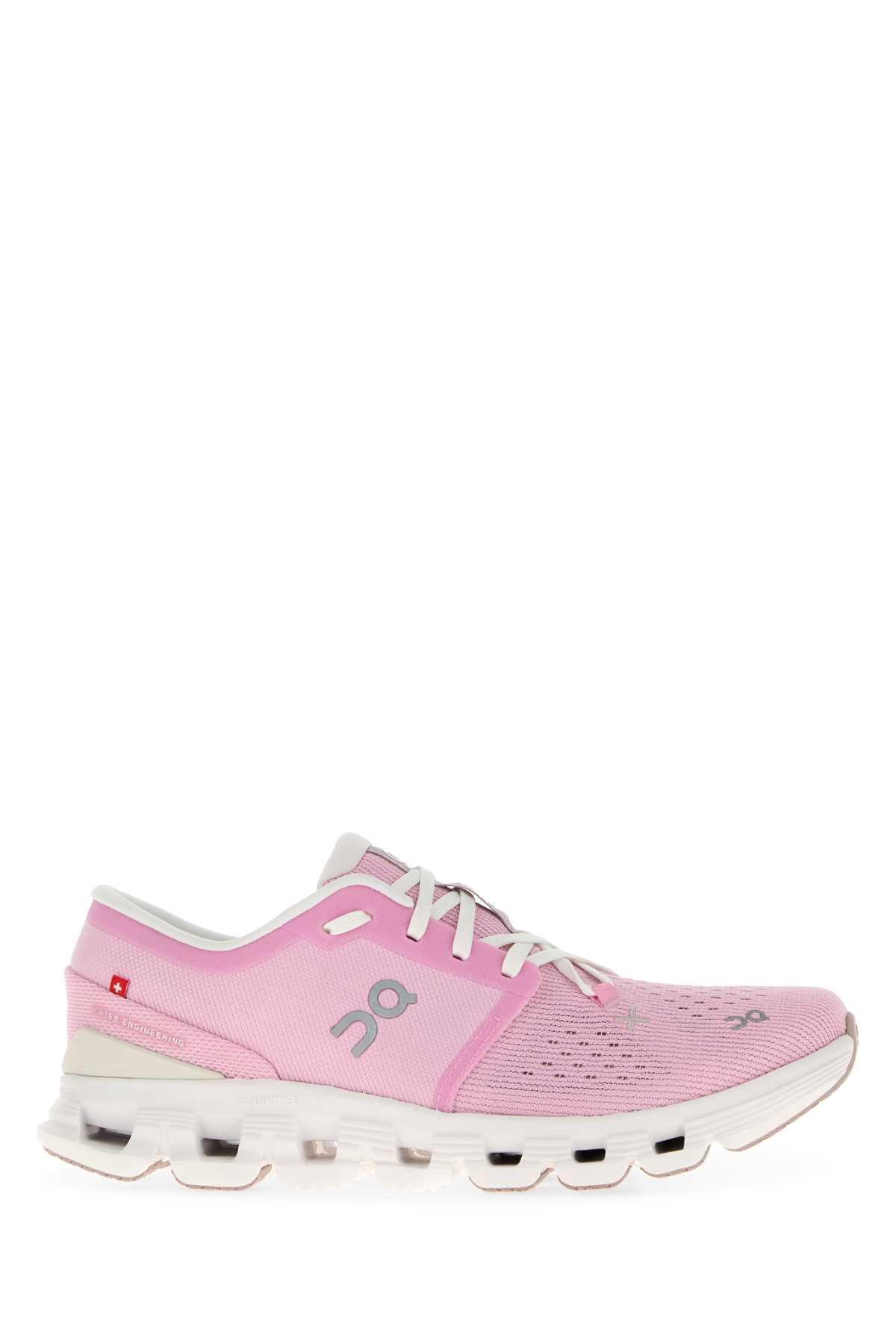 on pink fabric cloud x 4 sneakers