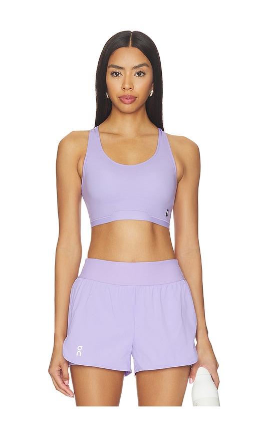 on train bra in purple.