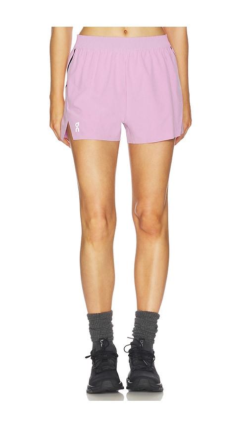 on train short in pink.