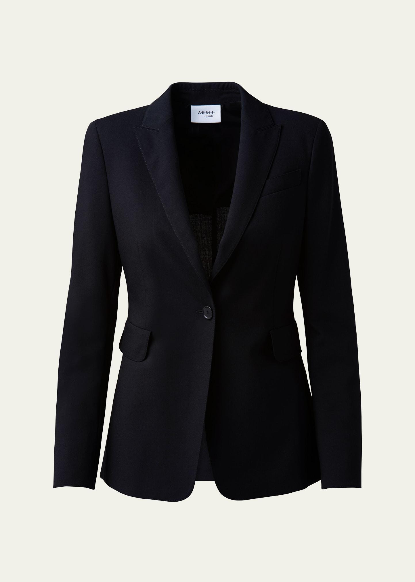 one-button wool long body blazer jacket