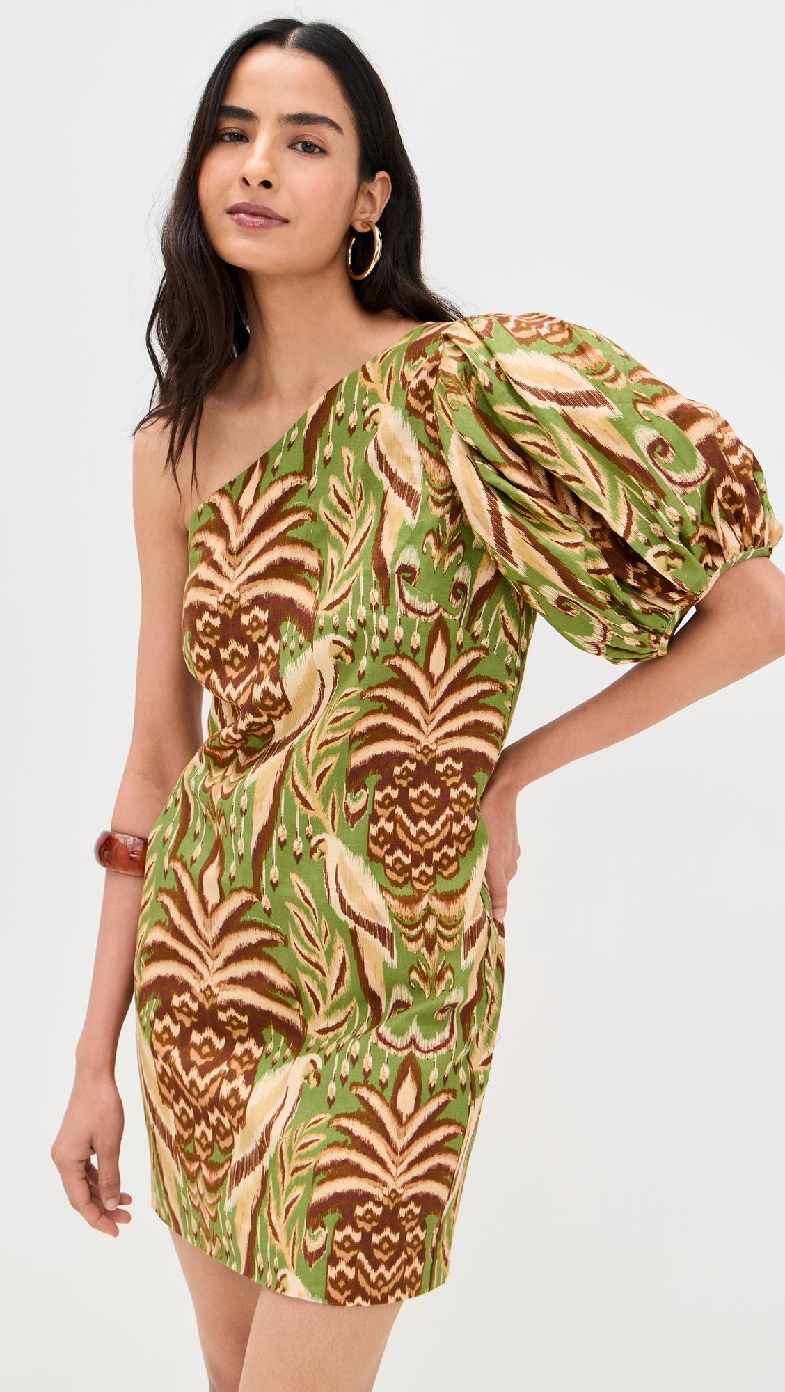 one shoulder buttoned mini dress