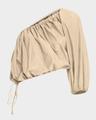 one-shoulder crop balloon blouse